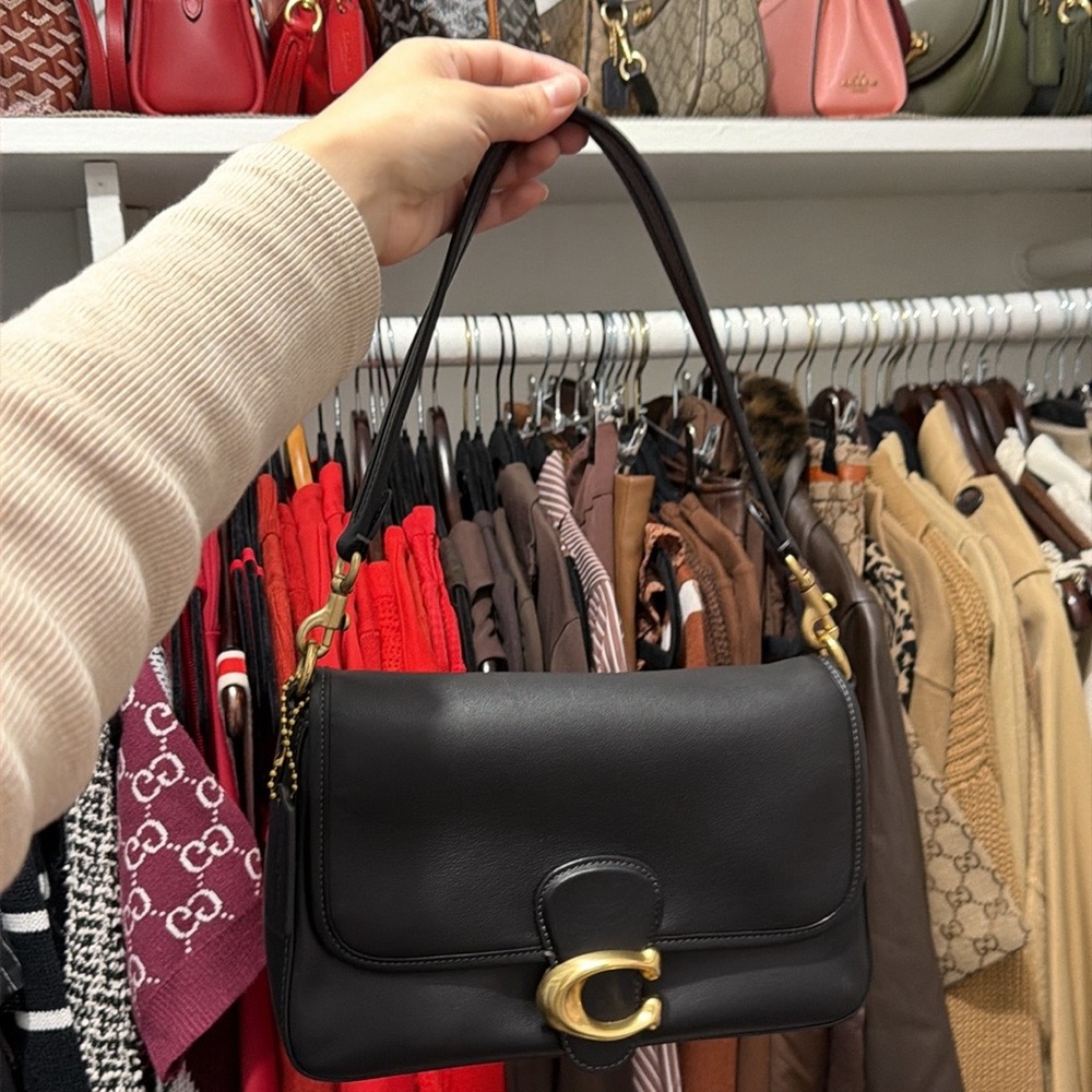SOLD Coach Black Leather Shoulder Bag